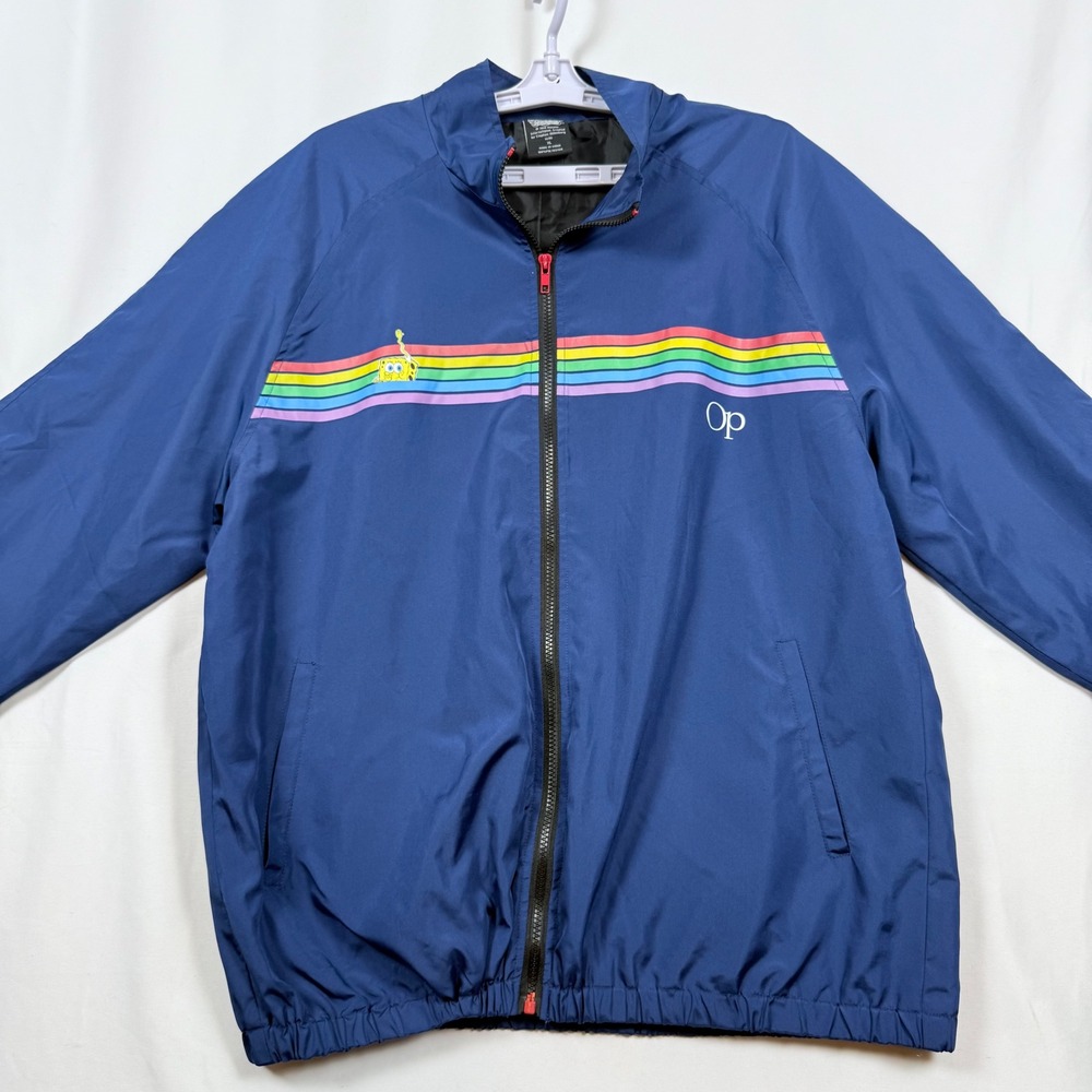 Ocean Pacific OP x Spongebob Windbreaker Jacket Mens XL Rainbow Stripe